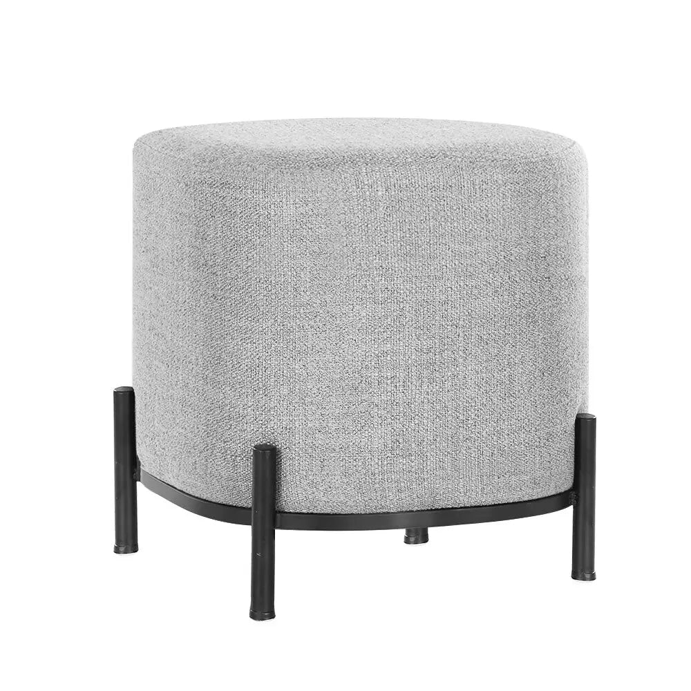 Ottoman Foot Stool Square Linen Grey