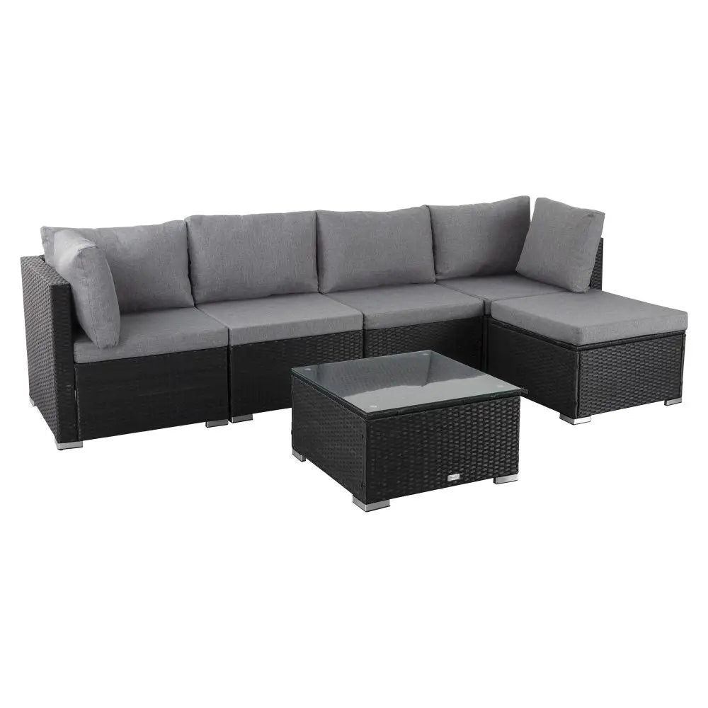 Ottoman-style Outdoor Lounge Set in Black