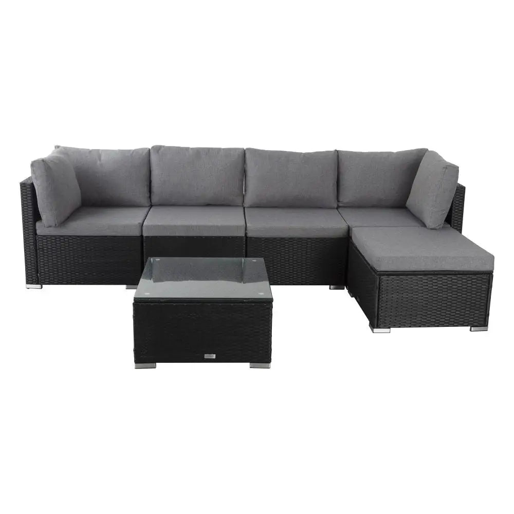Ottoman-style Outdoor Lounge Set in Black