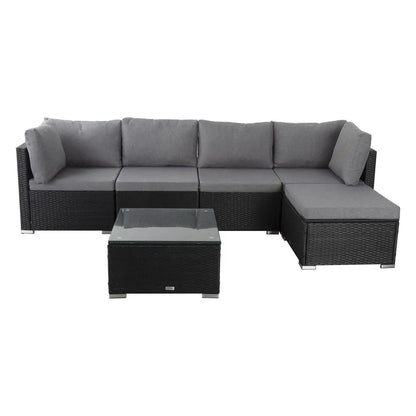 Ottoman-style Outdoor Lounge Set in Black