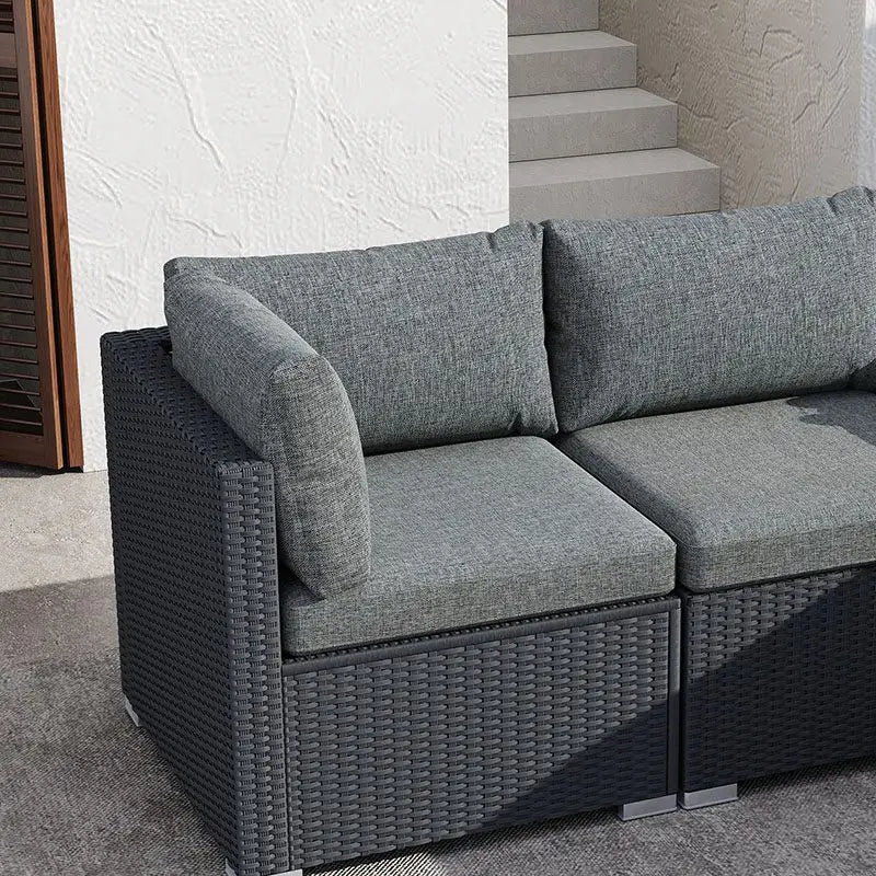 Ottoman-style Outdoor Lounge Set in Black