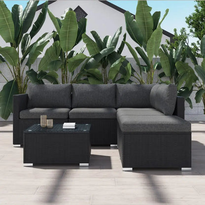 Ottoman-style Outdoor Lounge Set in Black