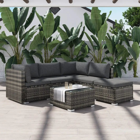 Ottoman-style Outdoor Lounge Set in Grey