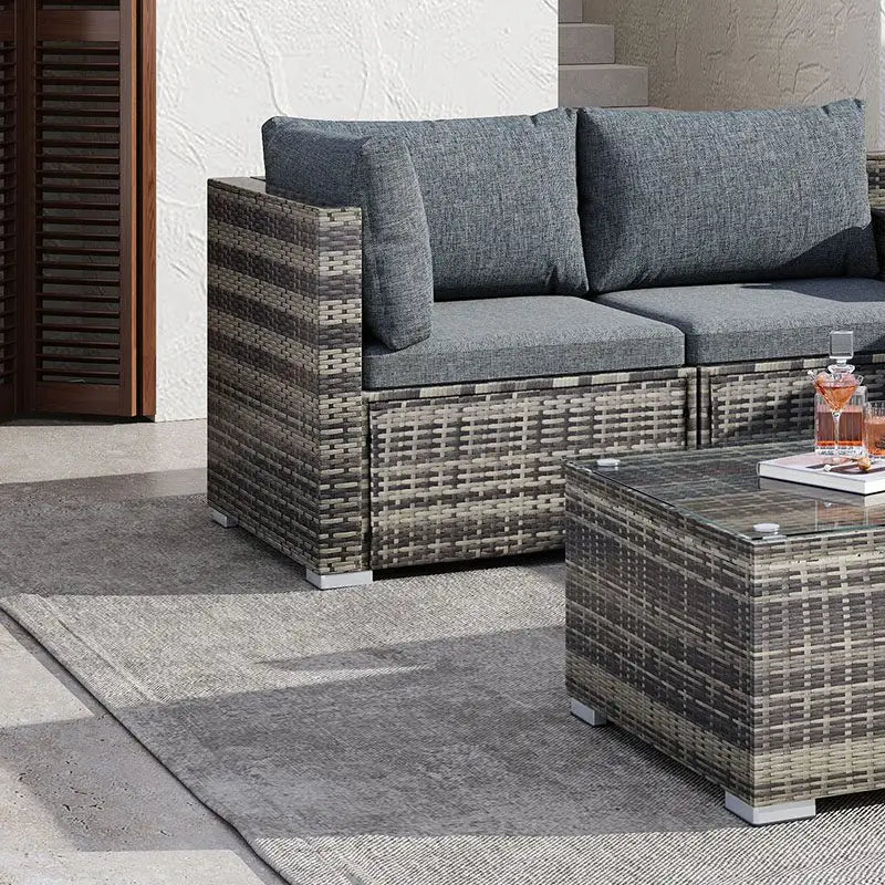 Ottoman-style Outdoor Lounge Set in Grey