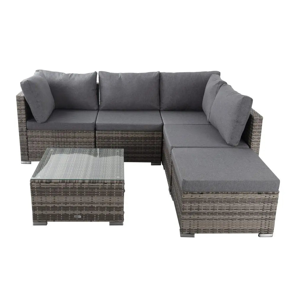 Ottoman-style Outdoor Lounge Set in Grey