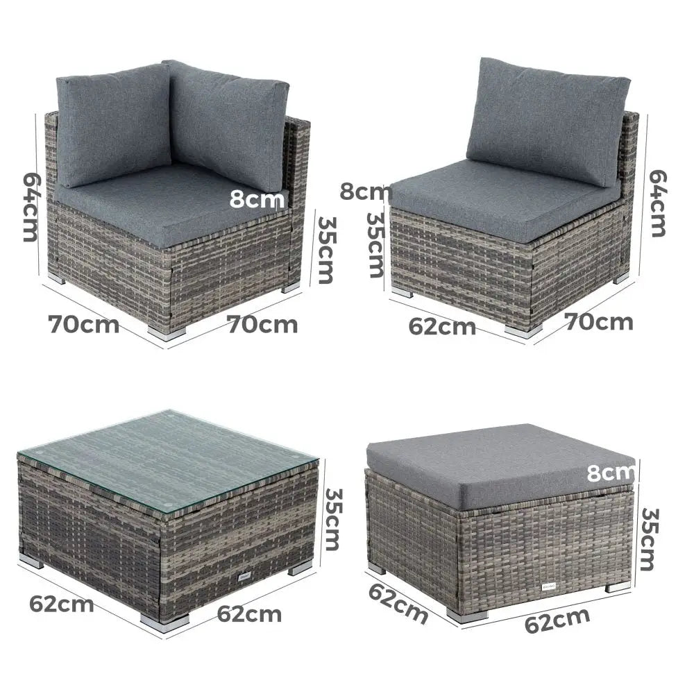 Ottoman-style Outdoor Lounge Set in Grey