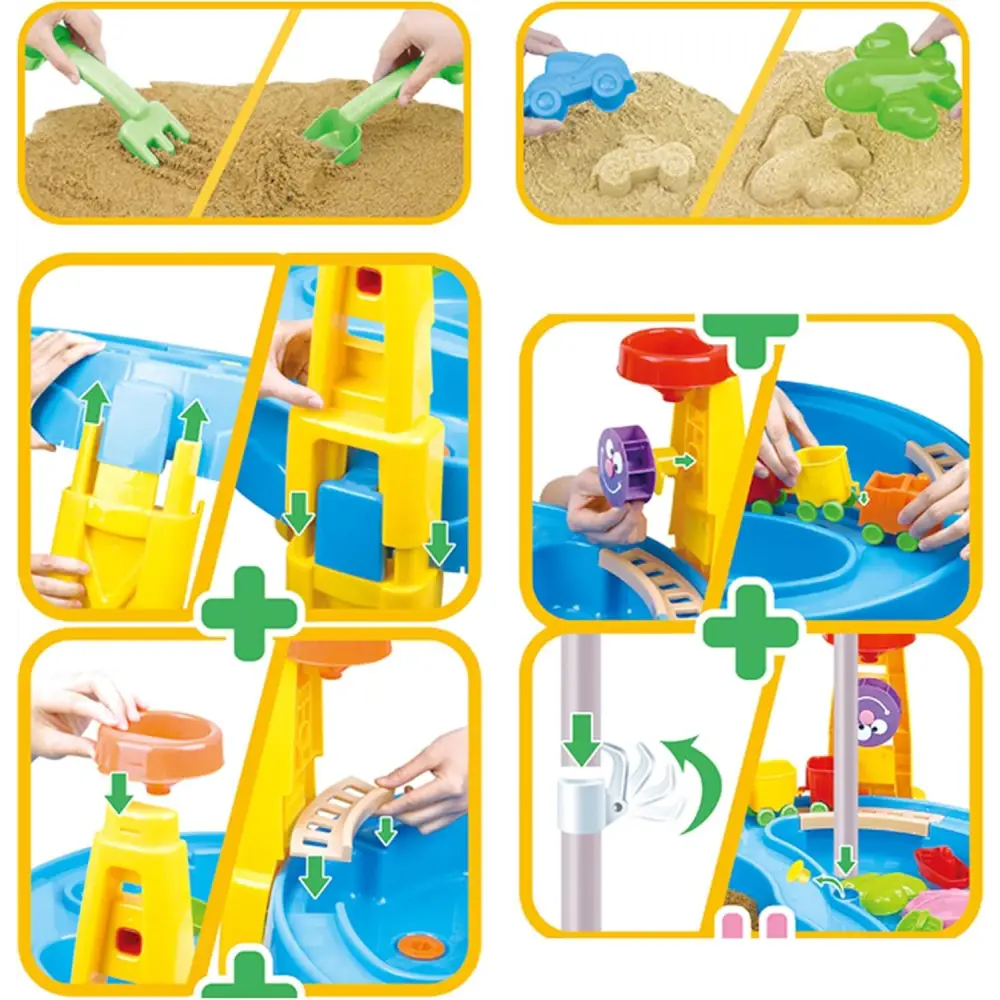 Outdoor Sand and Water Table Toy with Umbrella (28 Pcs Accessories)