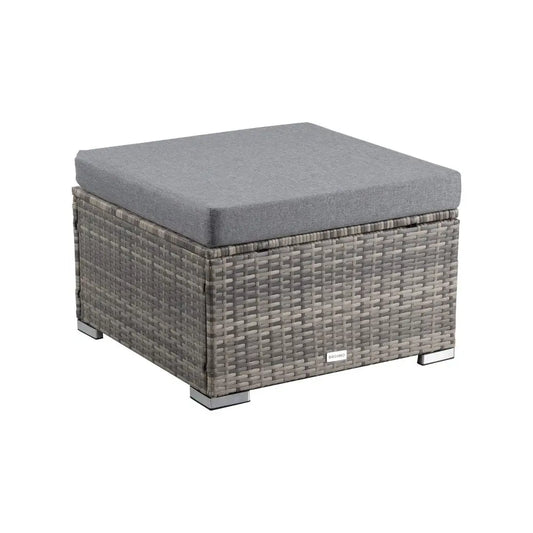 Outdoor Wicker Ottoman in Grey
