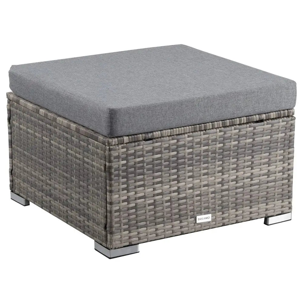 Outdoor Wicker Ottoman in Grey