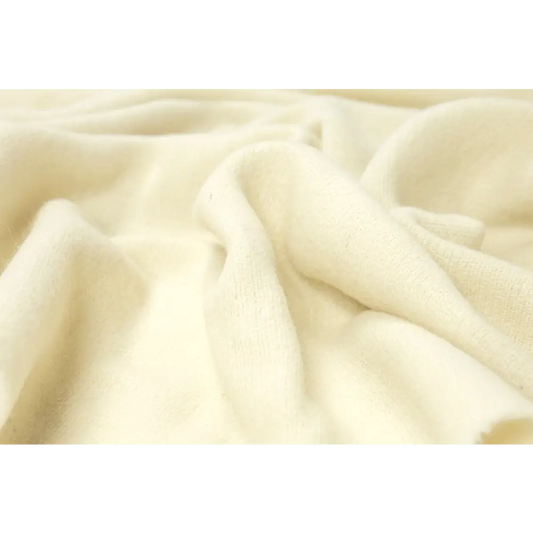 Oxford Throw - Merino Wool Blend - Ivory | Soft Cream-colored Fleece Fabric Plush