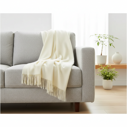 Oxford Throw - Merino Wool Blend - Ivory