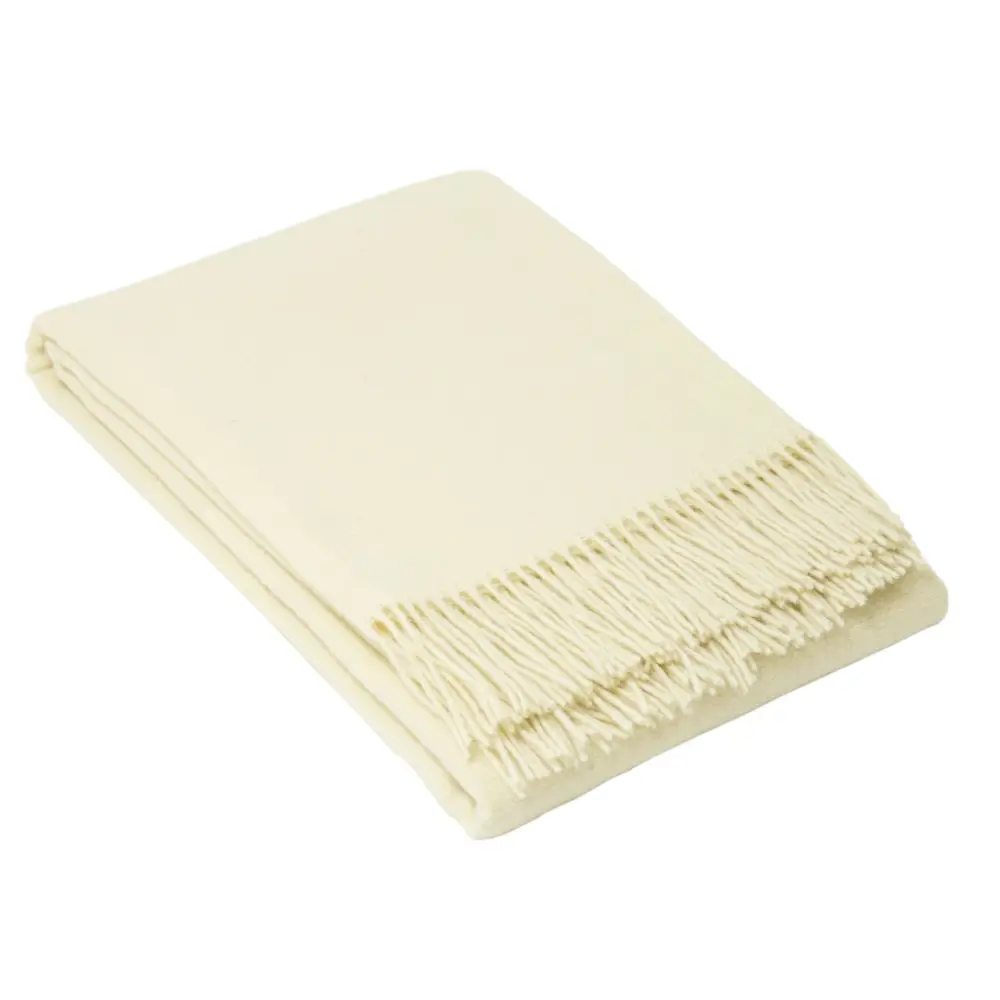 Oxford Throw - Merino Wool Blend - Ivory | Cream-colored Wool Throw Blanket Soft