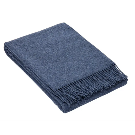 Oxford Throw - Merino Wool Blend - Navy