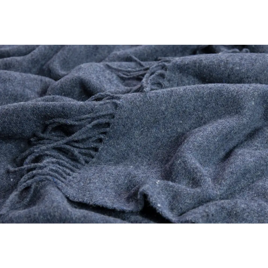 Oxford Throw - Merino Wool Blend - Navy