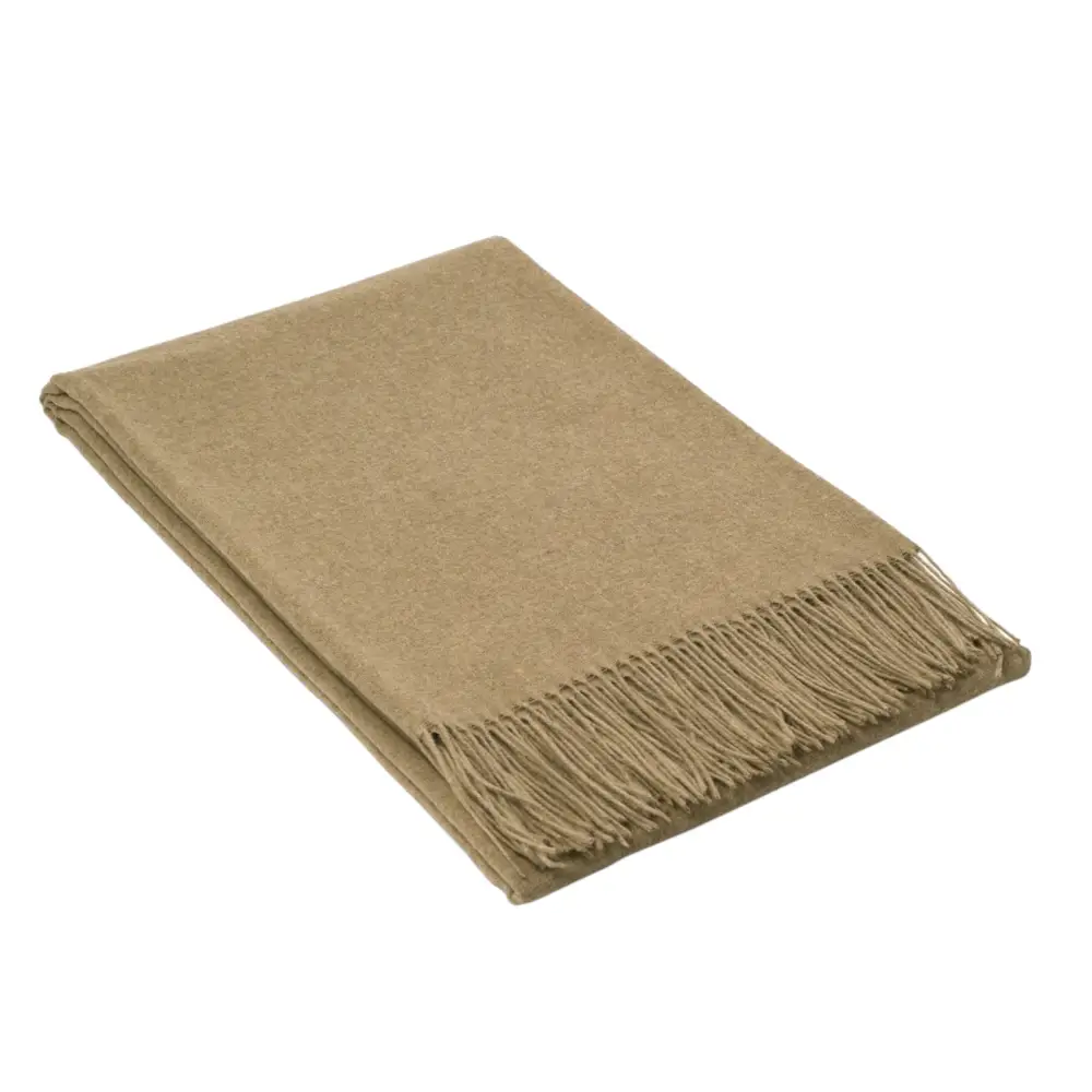Paddington Throw - Fine Wool Blend - Camel | Soft Camel-colored Wool Throw Blanket