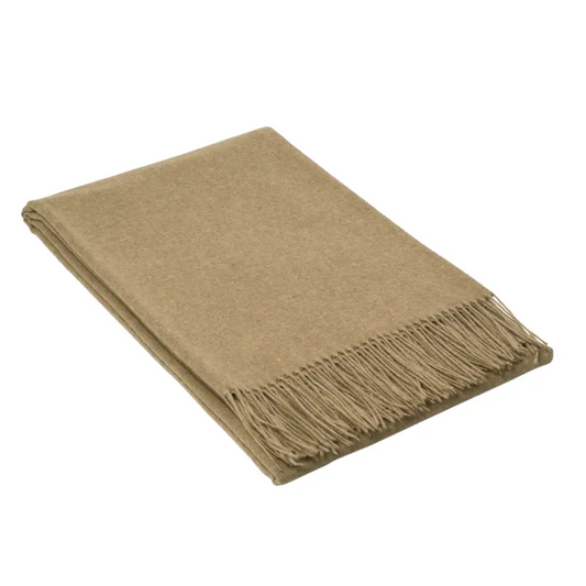 Paddington Throw - Fine Wool Blend - Camel | Soft Camel-colored Wool Throw Blanket