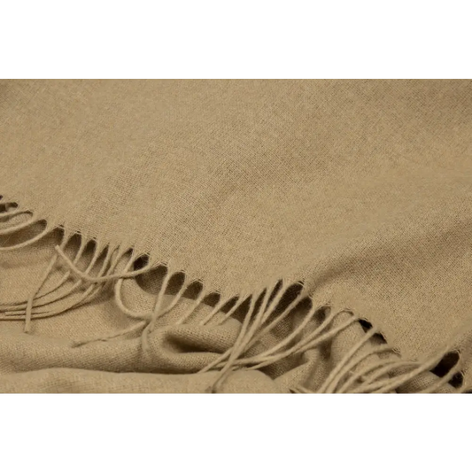 Paddington Throw - Fine Wool Blend - Camel | Beige Woolen Scarf Soft Textured