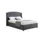 Paris Tall Tufted Velvet Dark Grey Bed with Storage Drawer - King