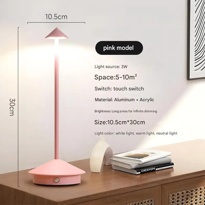 Pink Modern Minimalist Aluminum Led Mushroom Night Light - Creative Bedside Atmosphere Lamp for Dining Room and Bedroom