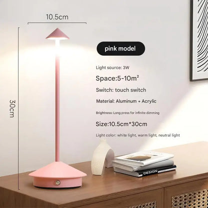 Pink Modern Minimalist Aluminum Led Mushroom Night Light - Creative Bedside Atmosphere Lamp for Dining Room and Bedroom