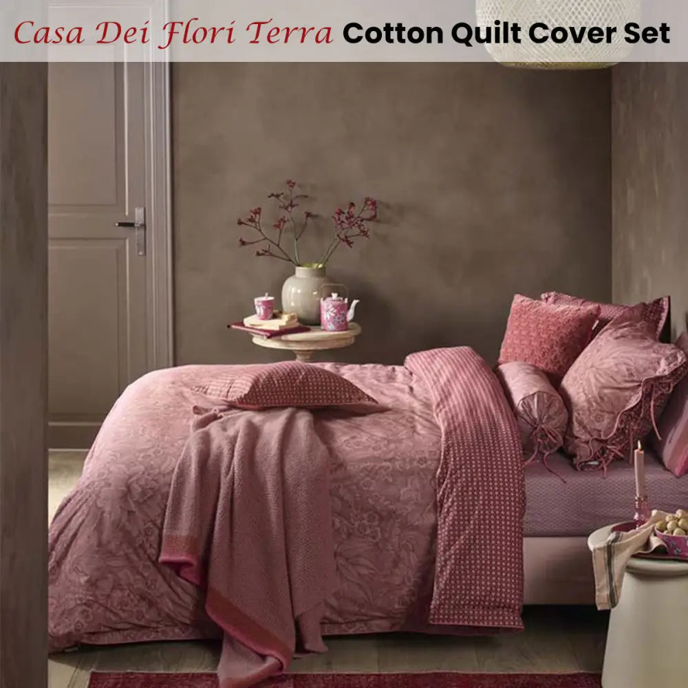 Pip Studio Casa Dei Fiori Terra Cotton Quilt Cover Set Queen