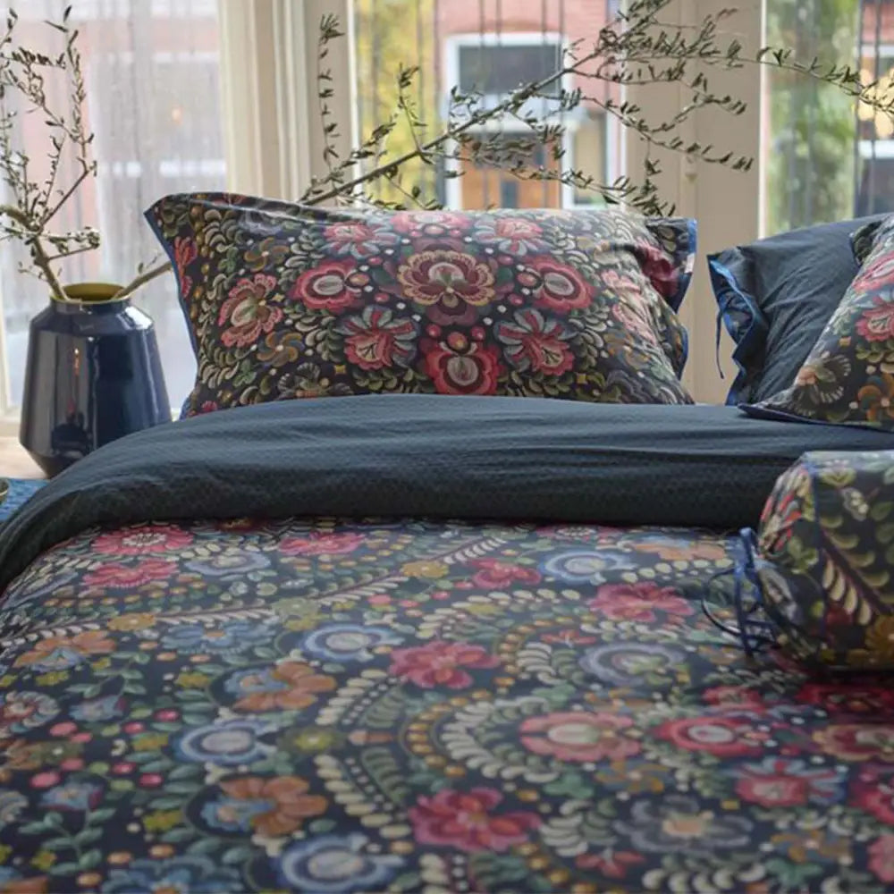 Pip Studio Il Ricamo Dark Blue Cotton Quilt Cover Set Queen