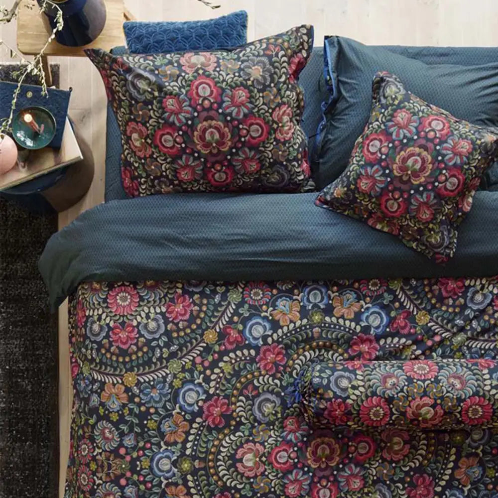 Pip Studio Il Ricamo Dark Blue Cotton Quilt Cover Set Queen