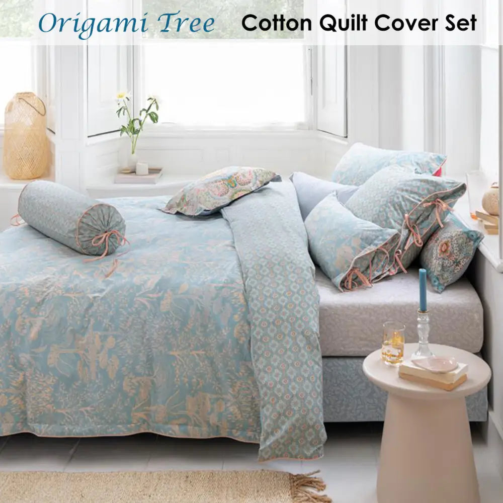 Pip Studio Origami Tree Light Blue Quilt Cover Set King