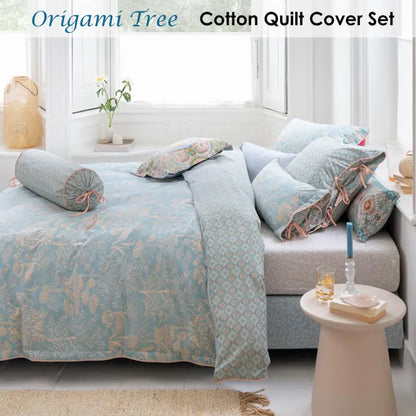 Pip Studio Origami Tree Light Blue Quilt Cover Set King
