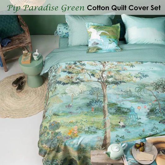 Pip Studio Pip Paradise Green Quilt Cover Set Queen