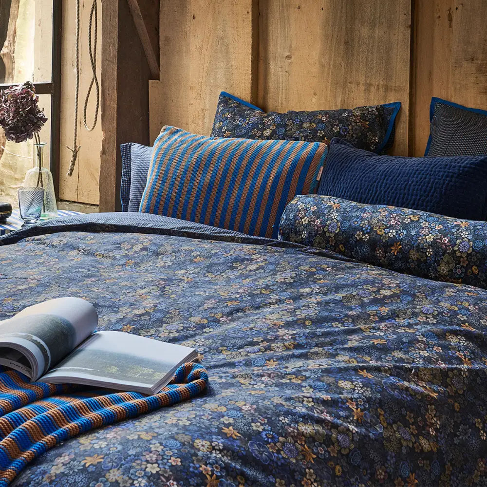 Pip Studio Tutti i Fiori Dark Blue Cotton Quilt Cover Set Queen