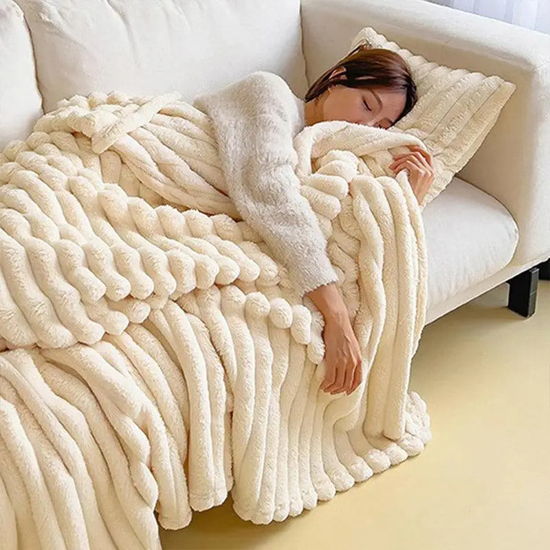 Plush Blanket Leisure Autumn Winter Warm Nap Throw Soft Cozy - Grey-100x150cm