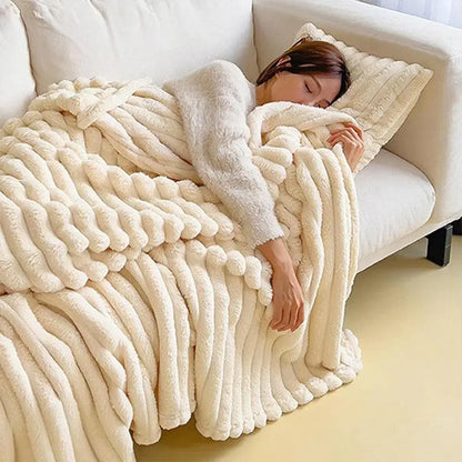 Plush Blanket Leisure Autumn Winter Warm Nap Throw Soft Cozy - Grey-100x150cm