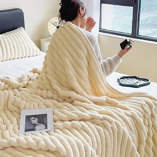 Plush Blanket Leisure Autumn Winter Warm Nap Throw Soft Cozy - Grey-100x150cm