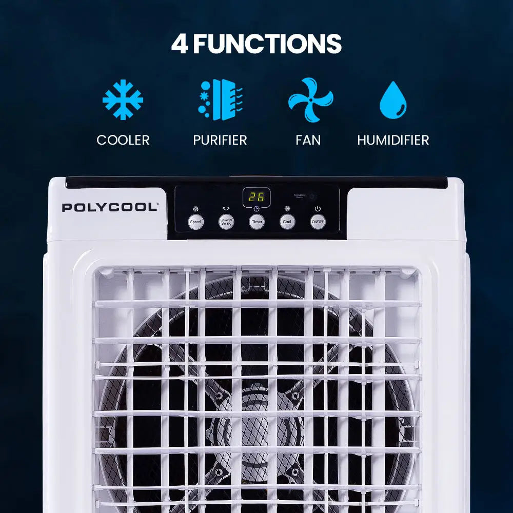Polycool 30l Evaporative Air Cooler Portable Industrial Fan Purifier Humidifier Remote Control