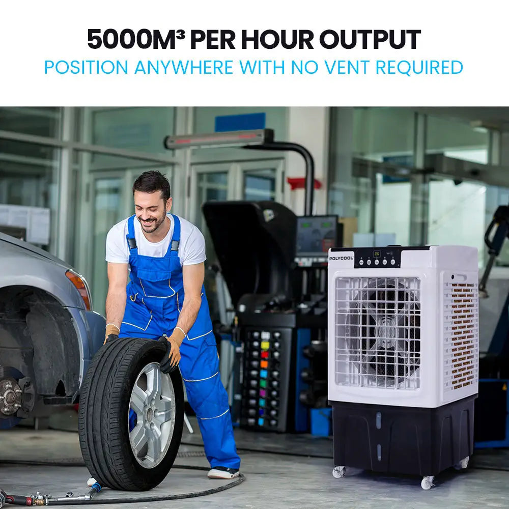 Polycool 30l Evaporative Air Cooler Portable Industrial Fan Purifier Humidifier Remote Control