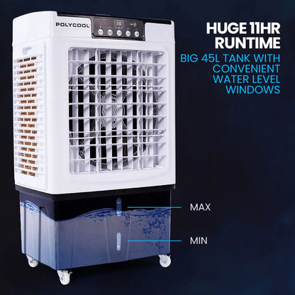 Polycool 45l 125w Evaporative Air Cooler Portable Industrial Fan Purifier Humidifier Remote Control