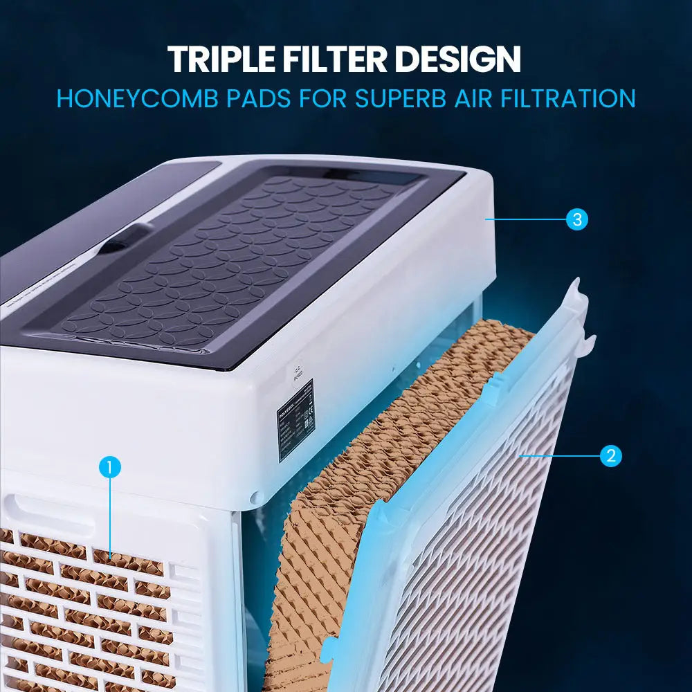 Polycool 45l 125w Evaporative Air Cooler Portable Industrial Fan Purifier Humidifier Remote Control