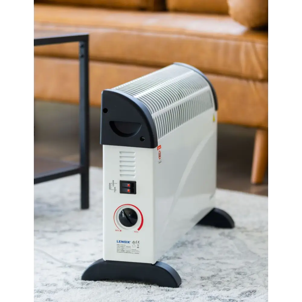 Portable Convector Heater 2000w 3 Heat Settings | White Black Lenox Electric Space