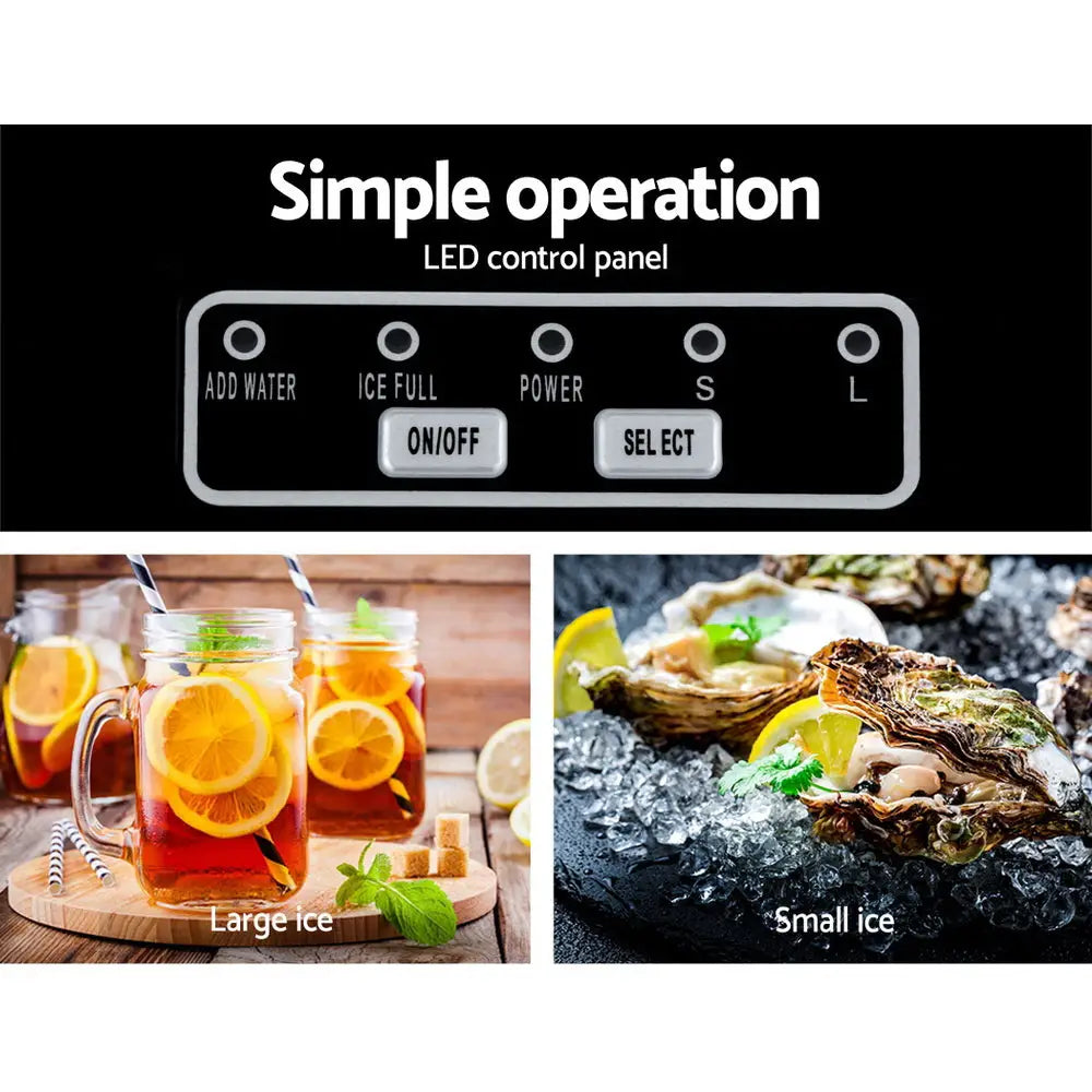 Portable Ice Cube Maker Machine 2l Home Bar Benchtop Easy Quick Black