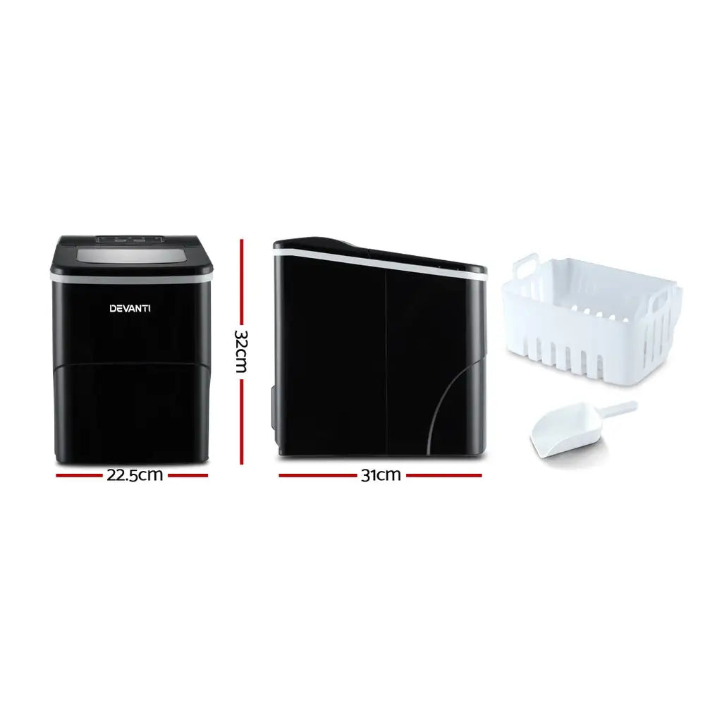 Portable Ice Cube Maker Machine 2l Home Bar Benchtop Easy Quick Black