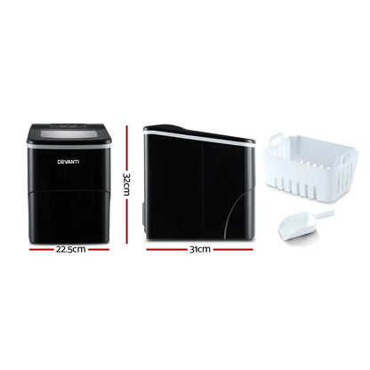 Portable Ice Cube Maker Machine 2l Home Bar Benchtop Easy Quick Black