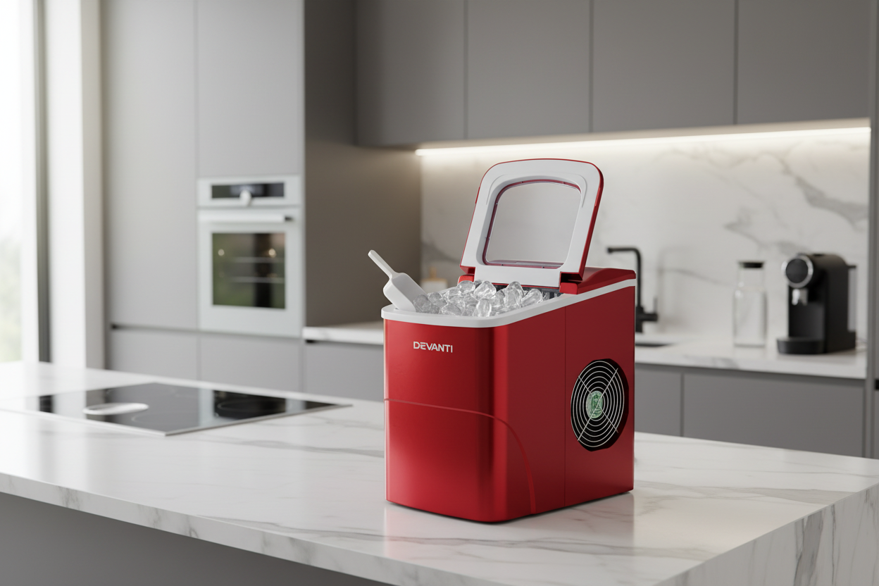 Portable Ice Cube Maker Machine 2L Home Bar Benchtop - Red