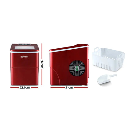 Portable Ice Cube Maker Machine 2l Home Bar Benchtop Easy Quick Red
