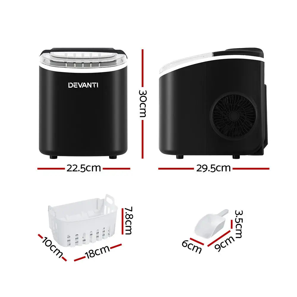 Portable Ice Maker Machine Cube Tray 12kg Bar Countertop Black