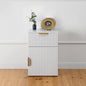 Porto Bedside Table - White - Fluted - Pull Brass
