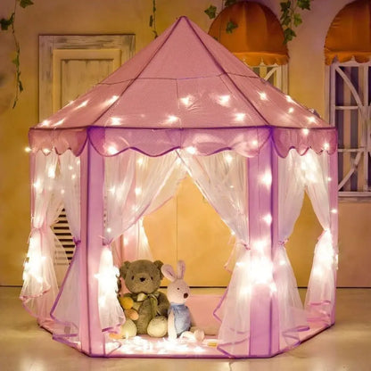 Princess Indoor Playhouse Toy Play Tent for Kids Toddlers with Mat Floor and Carry Bag (pink) | Pink Princess-themed