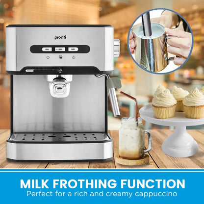 Pronti 1.6l Automatic Coffee Espresso Machine with Steam Frother