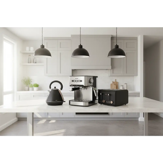 Pronti Toaster Kettle & Coffee Machine Breakfast Set - Black