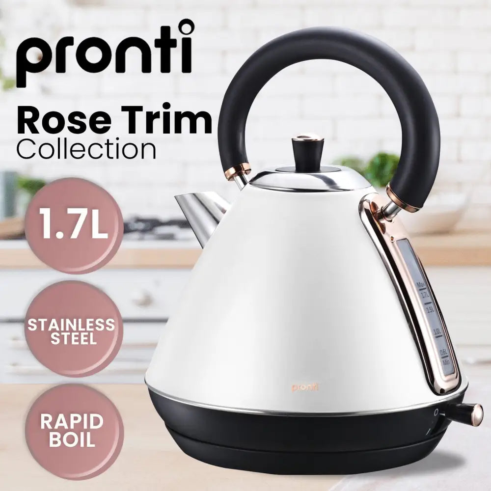 Pronti Toaster Kettle & Coffee Machine Breakfast Set - White